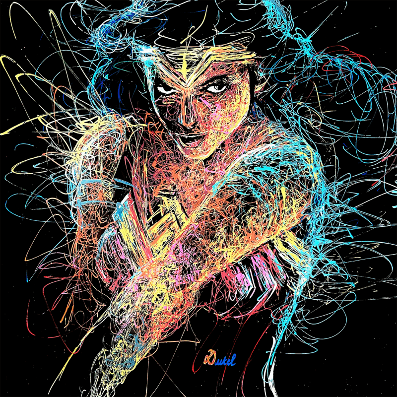 Painting Wonder Woman by Pauline Dutel | Painting Pop-art Pop icons Plexiglass Posca