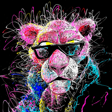 Peinture Panthère Rose par Pauline Dutel | Tableau Pop-art Plexiglas, Posca