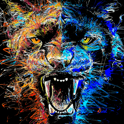 Peinture Lion par Pauline Dutel | Tableau Pop-art Plexiglas, Posca Icones Pop