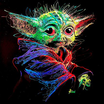Peinture Yoda par Pauline Dutel | Tableau Pop-art Plexiglas, Posca Icones Pop