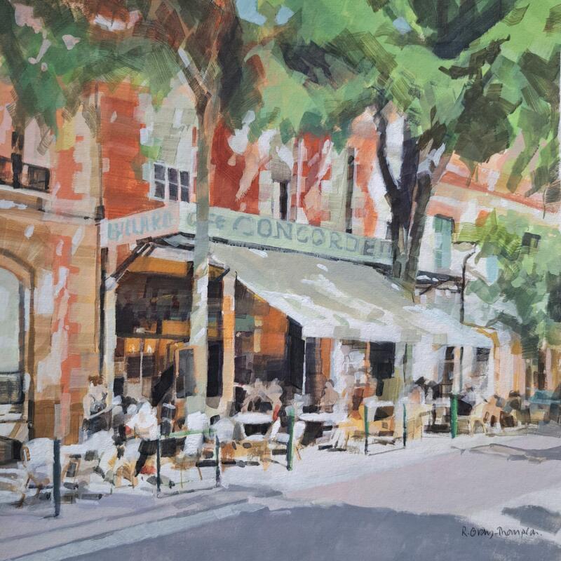 Peinture Café Concorde par Gray Thompson Rachael | Tableau Figuratif Urbain Scènes de vie Gouache