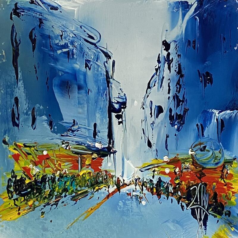 Painting Balade en Ville by Raffin Christian | Painting Figurative Urban Oil