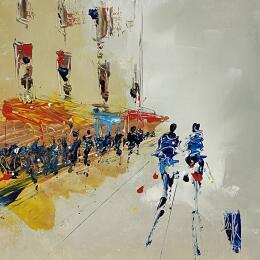 Painting Café by Raffin Christian | Painting Figurative Oil Pop icons, Urban