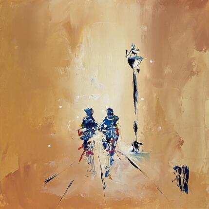 Painting Sous le lampadaire by Raffin Christian | Painting Figurative Oil Life style