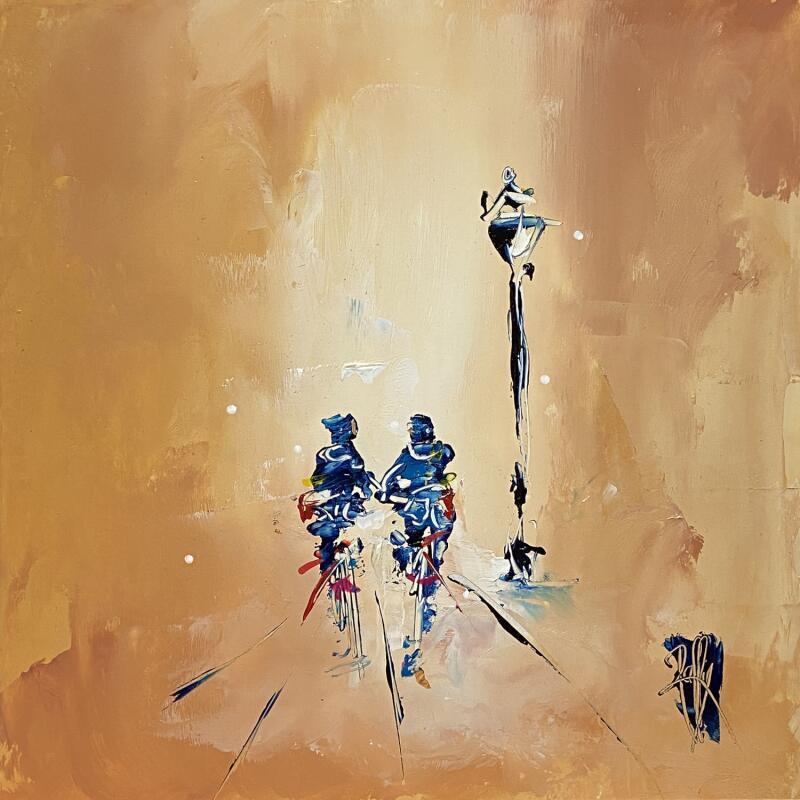 Painting Sous le lampadaire by Raffin Christian | Painting Figurative Life style Oil