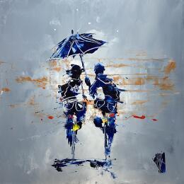 Painting Avec un peu de vent by Raffin Christian | Painting Figurative Oil Life style