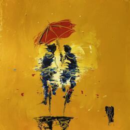 Painting Sous ton parapluie rouge   by Raffin Christian | Painting Figurative Oil Life style