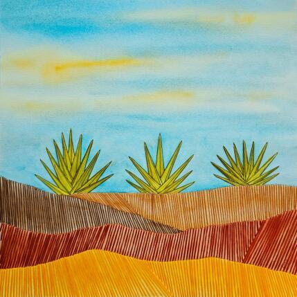 Painting Under the heat by Vazquez Laila | Painting Figurative Textile, Watercolor Landscapes