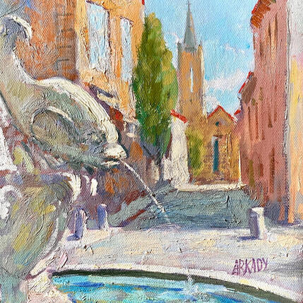 Peinture Place des Quatre Dauphins par Arkady | Tableau Figuratif Huile