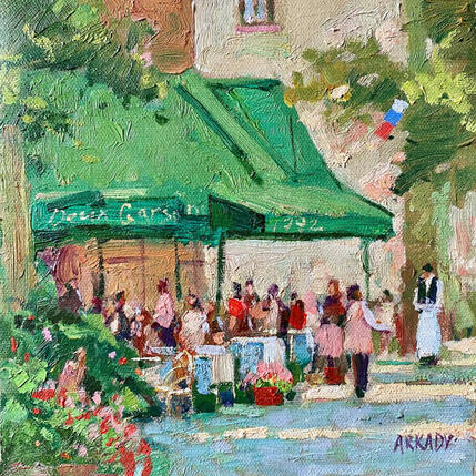 Peinture Les Deux Garçons  par Arkady | Tableau Figuratif Huile