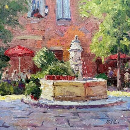 Peinture Place des trois Ormeaux par Arkady | Tableau Figuratif Huile