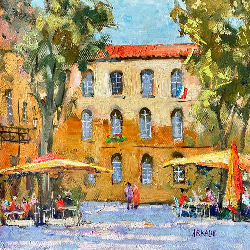 Pintura Place de l’Archevêché por Arkady | Pintura Figurativo Aceite