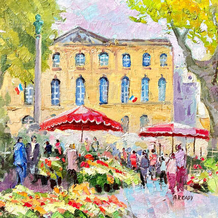 Pintura Marché aux fleurs sur la place de la mairie  por Arkady | Pintura