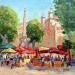 Painting Le marché sur la place de la Madelaine by Arkady | Painting Figurative Oil