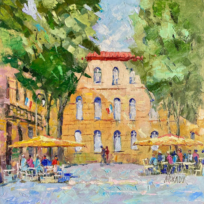Painting Place de l'archevêché matin by Arkady | Painting Figurative Oil