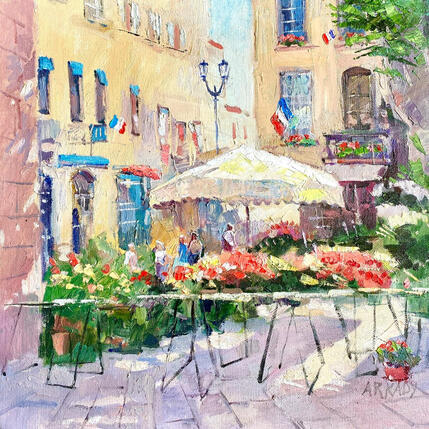 Painting Marché aux fleurs by Arkady | Painting Figurative Oil
