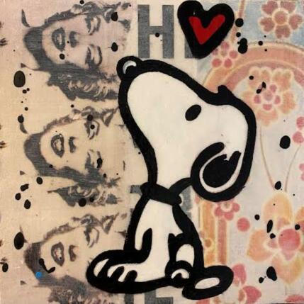 Peinture F1 snoopy love par Marie G.  | Tableau Pop-art Acrylique, Bois, Collage Icones Pop