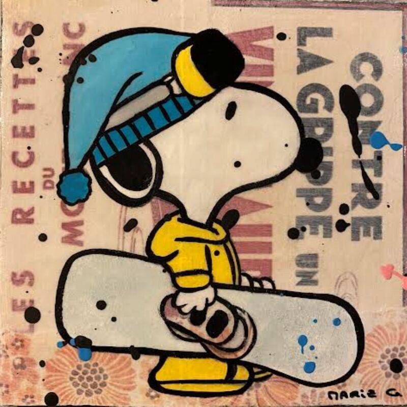 Peinture F1 journée snowboard par Marie G.  | Tableau Pop-art Icones Pop Bois Acrylique Collage