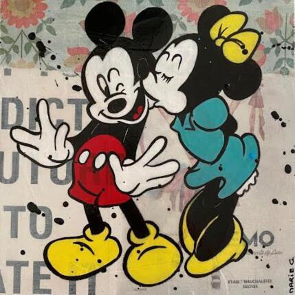 Painting F2  bisou by Marie G.  | Painting Pop-art Acrylic, Gluing, Wood Pop icons