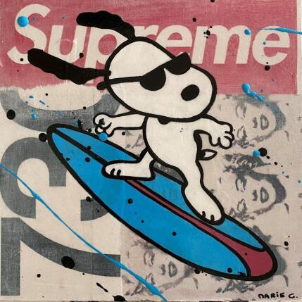 Peinture F2  Snoopy surf par Marie G.  | Tableau Pop-art Acrylique, Bois, Collage Icones Pop