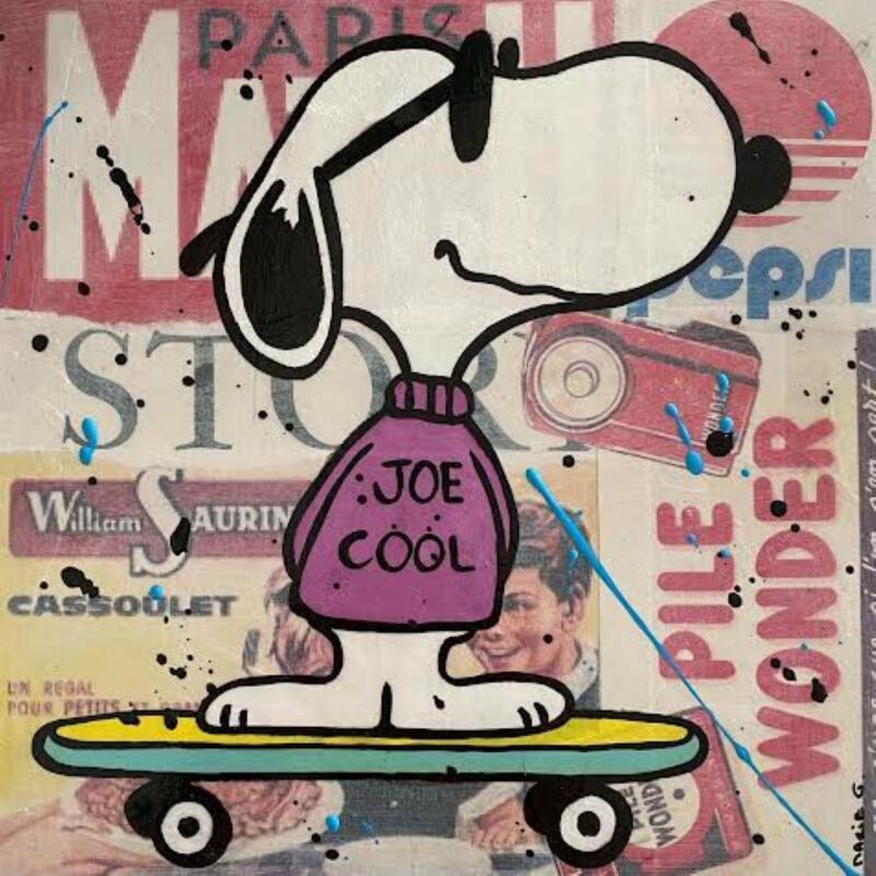 Painting F3  Joe cool by Marie G.  | Painting Pop-art Pop icons Wood Acrylic Gluing