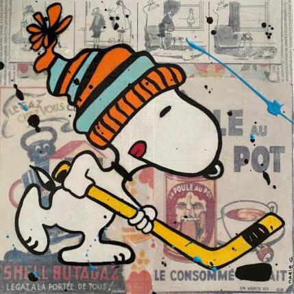 Peinture F3 Snoopy hockey par Marie G.  | Tableau Pop-art Acrylique, Bois, Collage Icones Pop