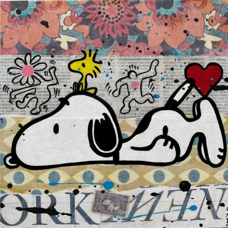 Painting F3  la sieste by Marie G.  | Painting Pop-art Pop icons Wood Acrylic Gluing