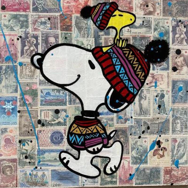 Peinture F3  hiver par Marie G.  | Tableau Pop-art Icones Pop Bois Acrylique Collage