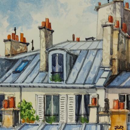Peinture Paris sous les toits par Decoudun Jean charles | Tableau Figuratif Aquarelle Urbain