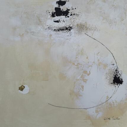 Peinture abstract beige B 147 par Wilms Hilde | Tableau Abstrait Acrylique, Feuille d'or