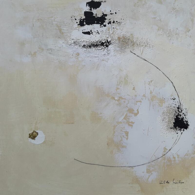 Peinture abstract beige B 147 par Wilms Hilde | Tableau Abstrait Acrylique Feuille d'or