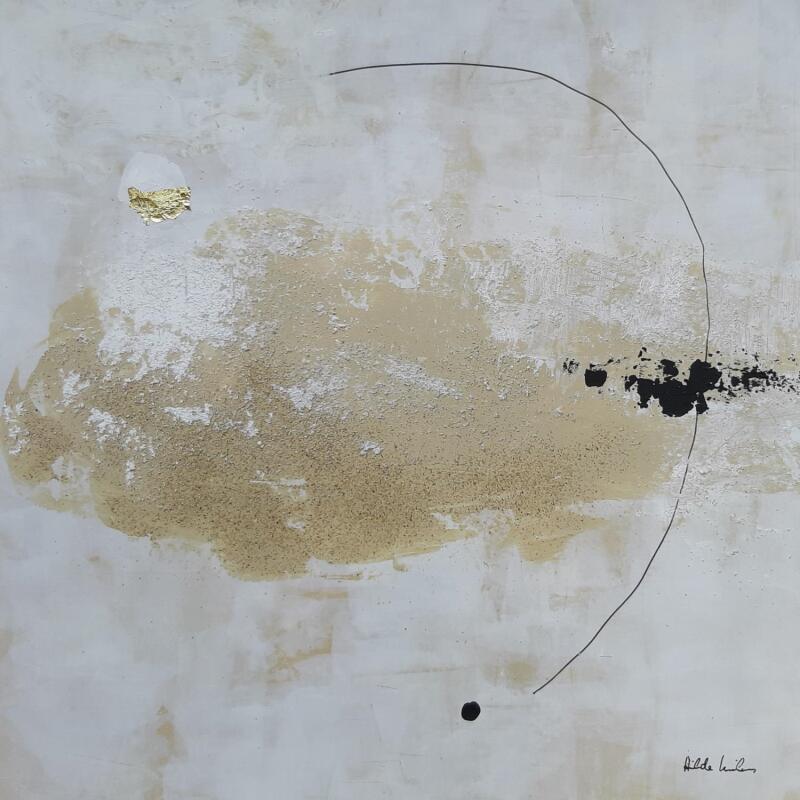 Peinture abstract white C 155 par Wilms Hilde | Tableau Abstrait Carton Acrylique Feuille d'or