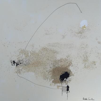 Peinture abstract beige C 158 par Wilms Hilde | Tableau Abstrait Acrylique, Feuille d'or