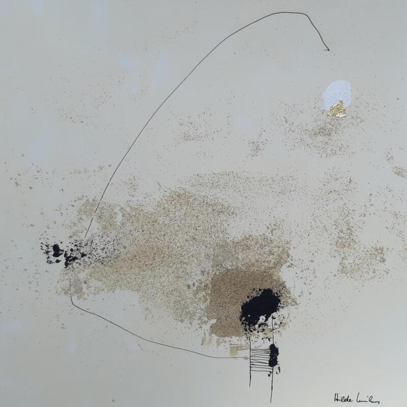 Peinture abstract beige C 158 par Wilms Hilde | Tableau Abstrait Acrylique Feuille d'or