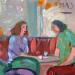 Painting Un café pour les secrets by Lourdes Ral | Painting Figurative Life style Wood