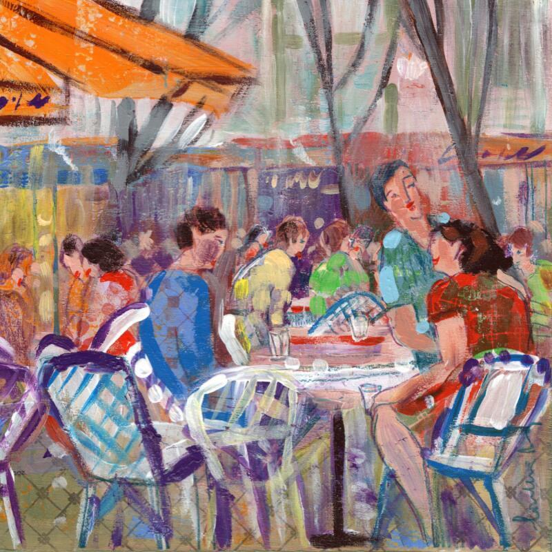 Peinture Avant l'arrivée de l'automne, Paris par Lourdes Ral | Tableau Figuratif Scènes de vie Acrylique