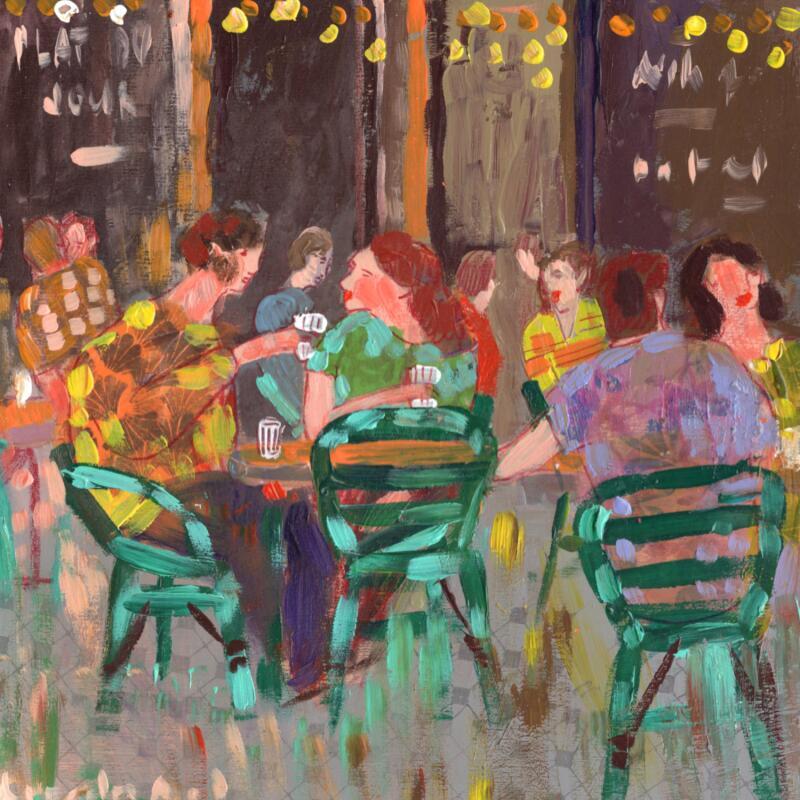 Painting Sur le Boulevard Saint Michel by Lourdes Ral | Painting Figurative Urban Life style Acrylic