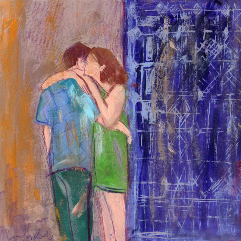 Peinture Des câlins qui sent l'été par Lourdes Ral | Tableau Figuratif Scènes de vie Acrylique