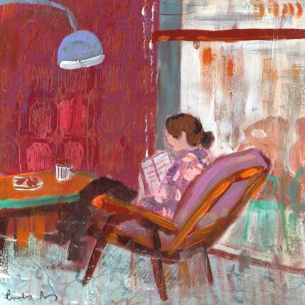 Peinture Automne des lectures par Lourdes Ral | Tableau Figuratif Acrylique Scènes de vie