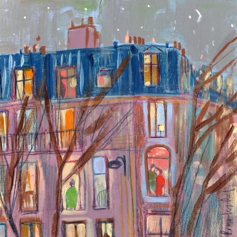 Gemälde Mes voisins von Lourdes Ral | Gemälde Figurativ Alltagsszenen Acryl