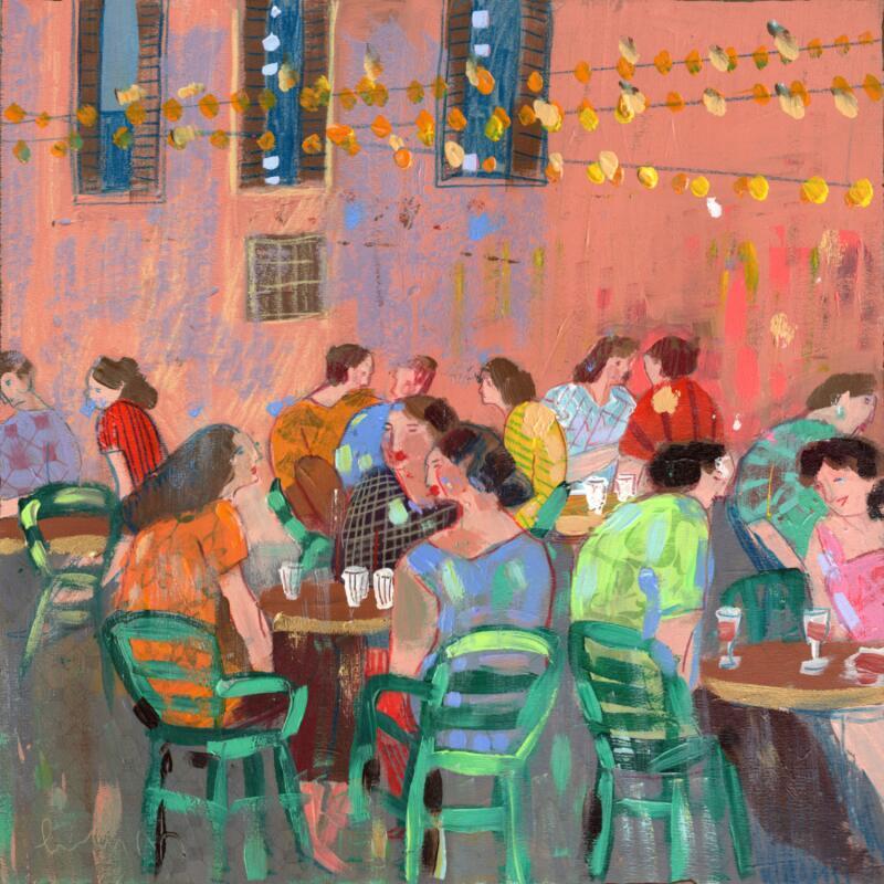 Painting Un après-midi de juin à Trastevere, Roma by Lourdes Ral | Painting Figurative Life style Wood Acrylic