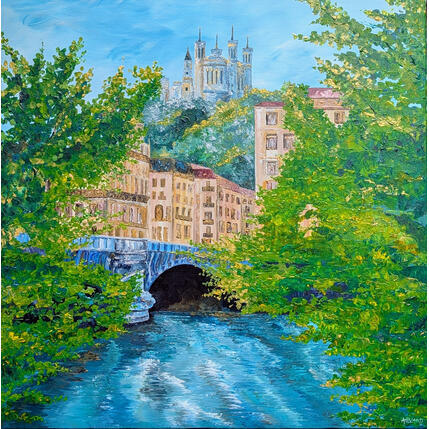 Peinture Vue sur Notre Dame de Fourvière par Amblard Florence | Tableau