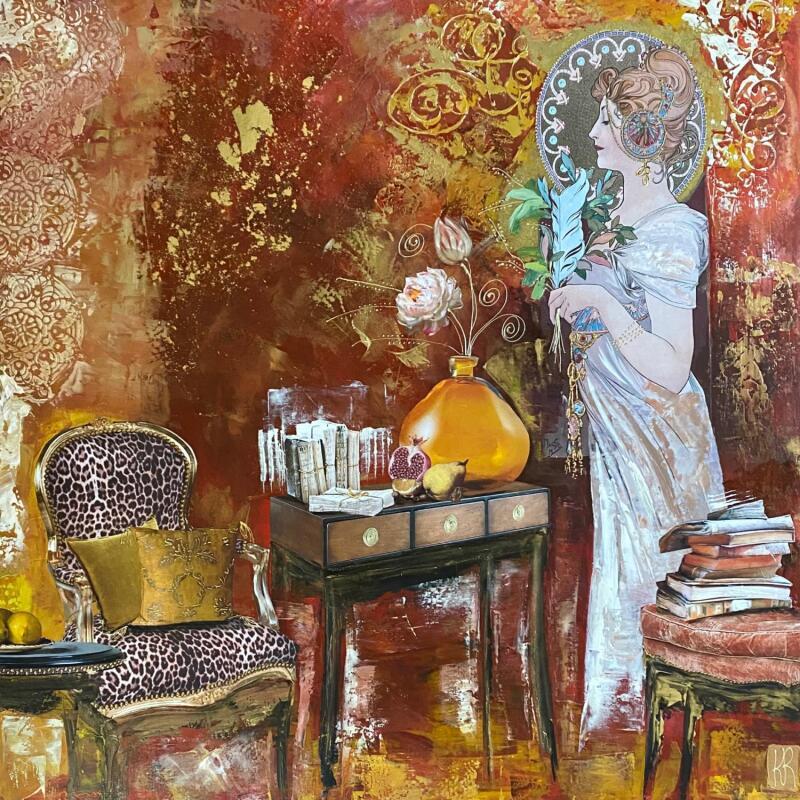 Peinture Le plaisir des mots  par Romanelli Karine | Tableau Figuratif Scènes de vie Acrylique Collage