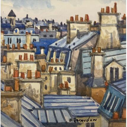 Peinture Les chemisées de Paris par Decoudun Jean charles | Tableau Figuratif Aquarelle Urbain