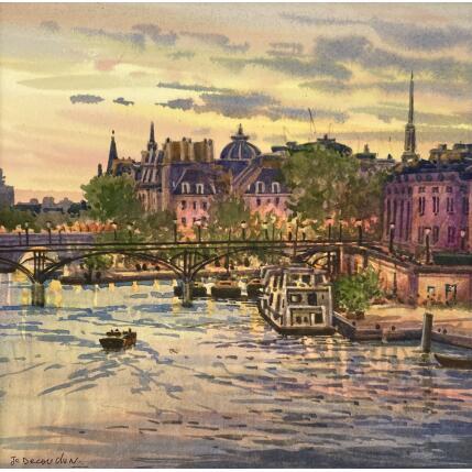 Peinture Paris, Levé du jour par Decoudun Jean charles | Tableau Figuratif Aquarelle Urbain