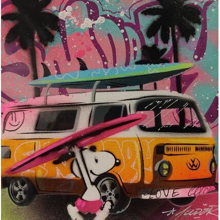 Painting Snoopy surf 4 by Lemoine Mael | Painting Pop-art Acrylic, Graffiti Pop icons