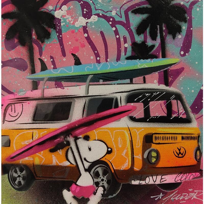 Painting Snoopy surf 4 by Lemoine Mael | Painting Pop-art Pop icons Graffiti Acrylic