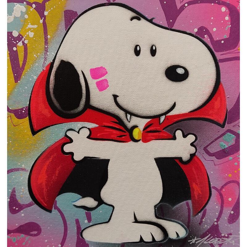 Painting Snoopy dracula 2 by Lemoine Mael | Painting Pop-art Pop icons Graffiti Acrylic