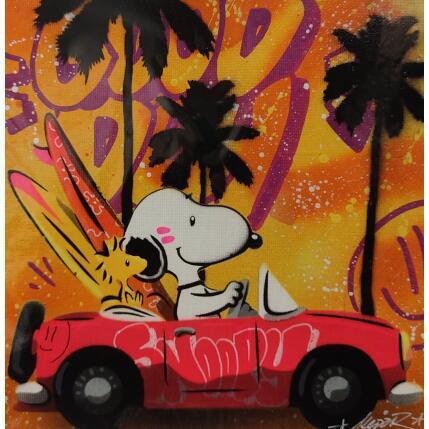 Painting Snoopy voiture surf 5 by Lemoine Mael | Painting Pop-art Acrylic, Graffiti Pop icons