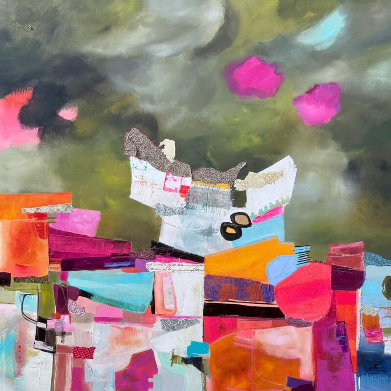 Painting Refuge du dernier poète by Lau Blou | Painting Abstract Cardboard Acrylic Gluing Pastel Gold leaf